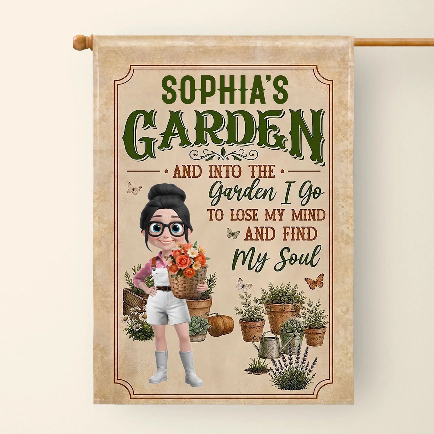 Personalized Garden Flag personalization view for Mom