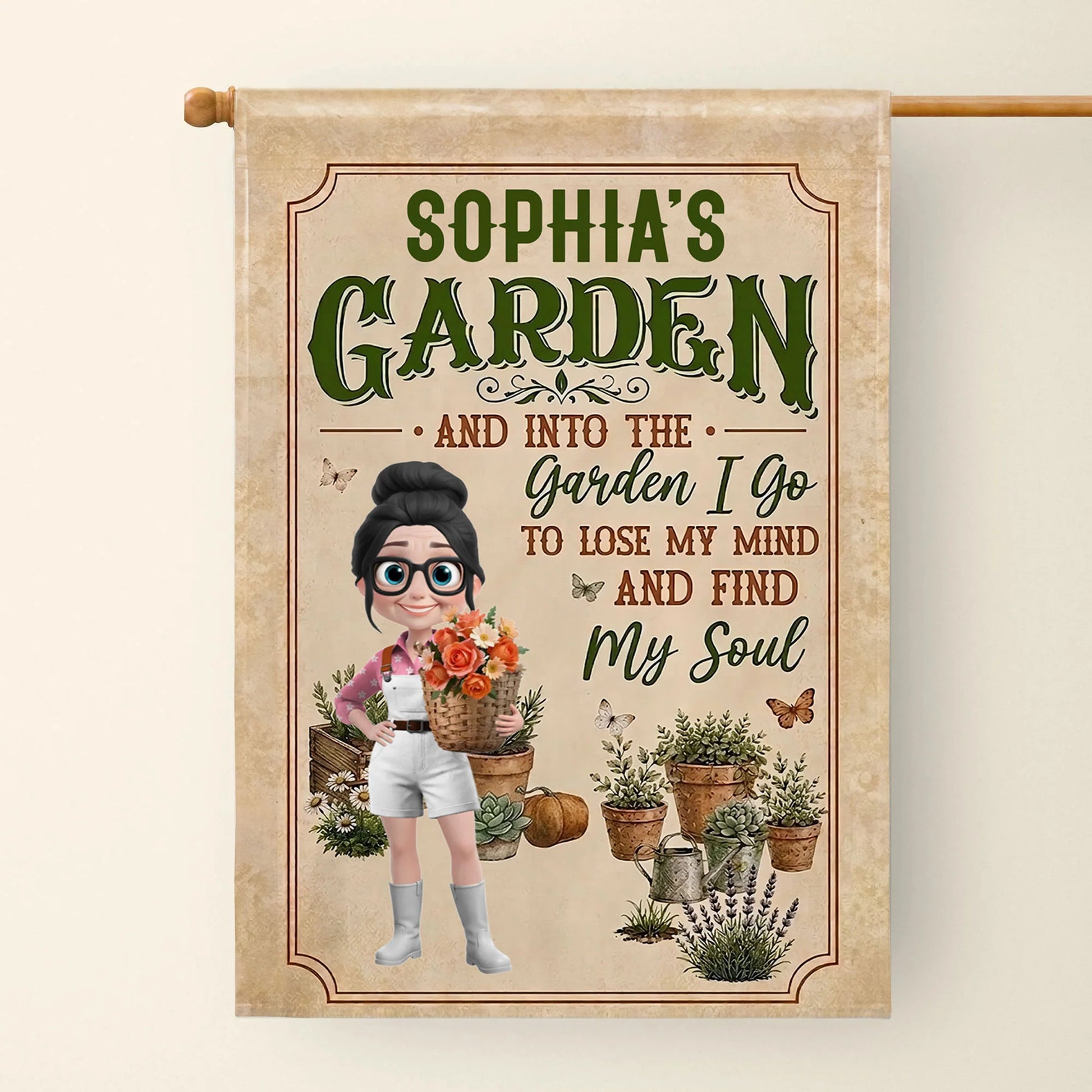 Personalized Garden Flag personalization view for Mom