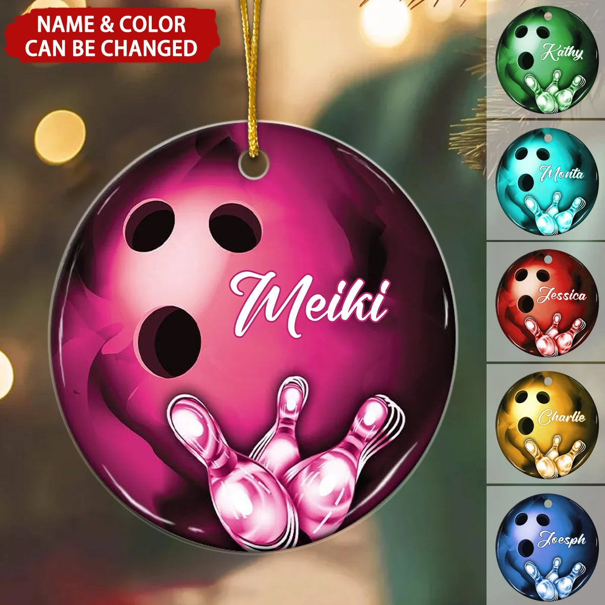 Custom Name Bowling Ball Acrylic Ornament – Personalized Christmas Keepsake for Bowling Teams