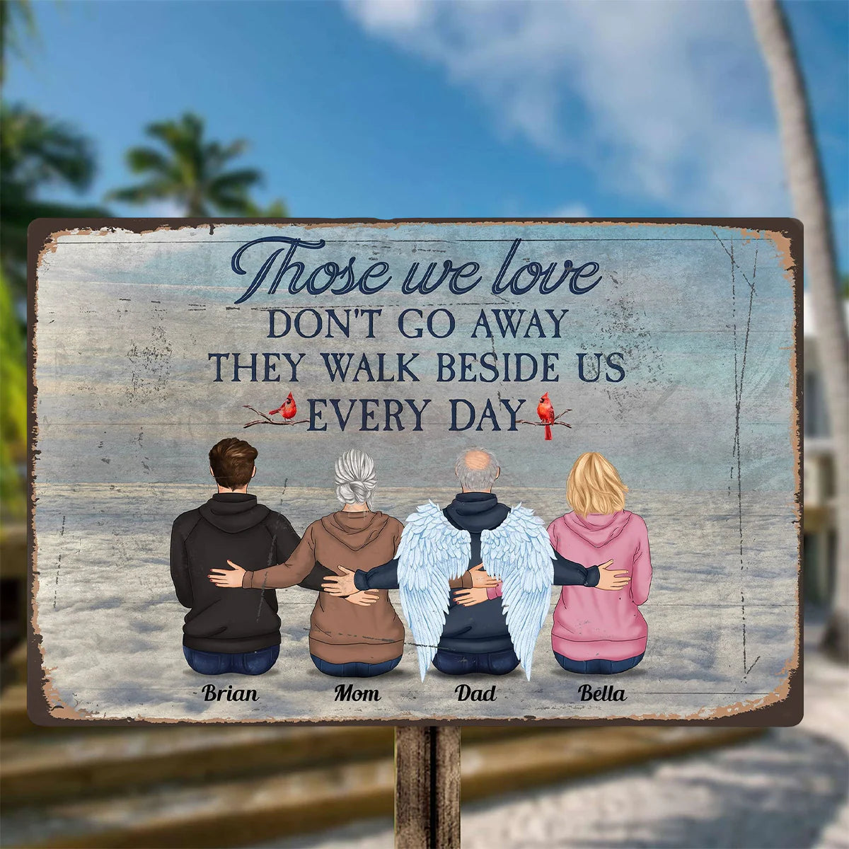 Metal Sign material and size view - Personalized Memorial Metal Sign