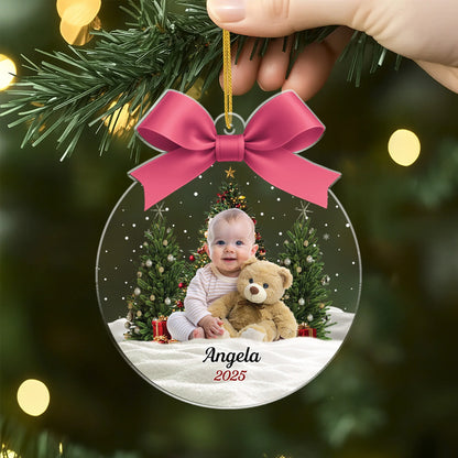 Custom Family Photo Acrylic Christmas Ornament - Personalized Holiday Keepsake Gift for Family