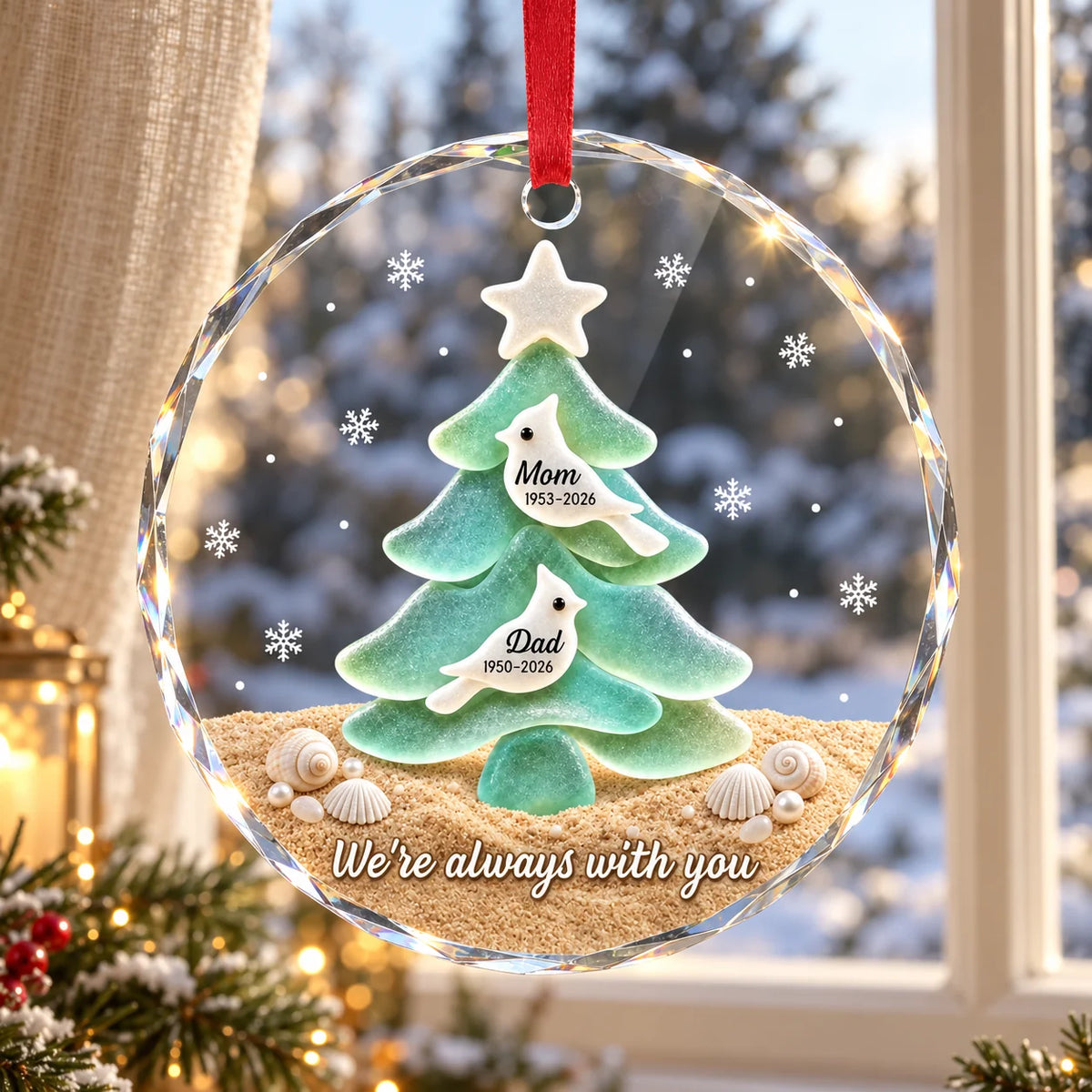 Custom Sea Glass Circle Glass Ornament - Personalized Christmas Memorial Sympathy Gifts For Loss Of Mom, Dad - You Left Love Behind d4538f02-a47c-40ff-88a3-b3a43dddf024-banner-1.png