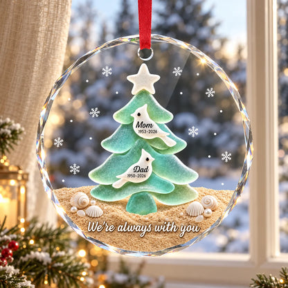 Custom Sea Glass Circle Glass Ornament - Personalized Christmas Memorial Sympathy Gifts For Loss Of Mom, Dad - You Left Love Behind d4538f02-a47c-40ff-88a3-b3a43dddf024-banner-1.png