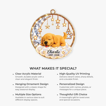 In Loving Memory Personalized Dog Memorial Acrylic Ornament - Custom Sleeping Pup Keepsake Gift