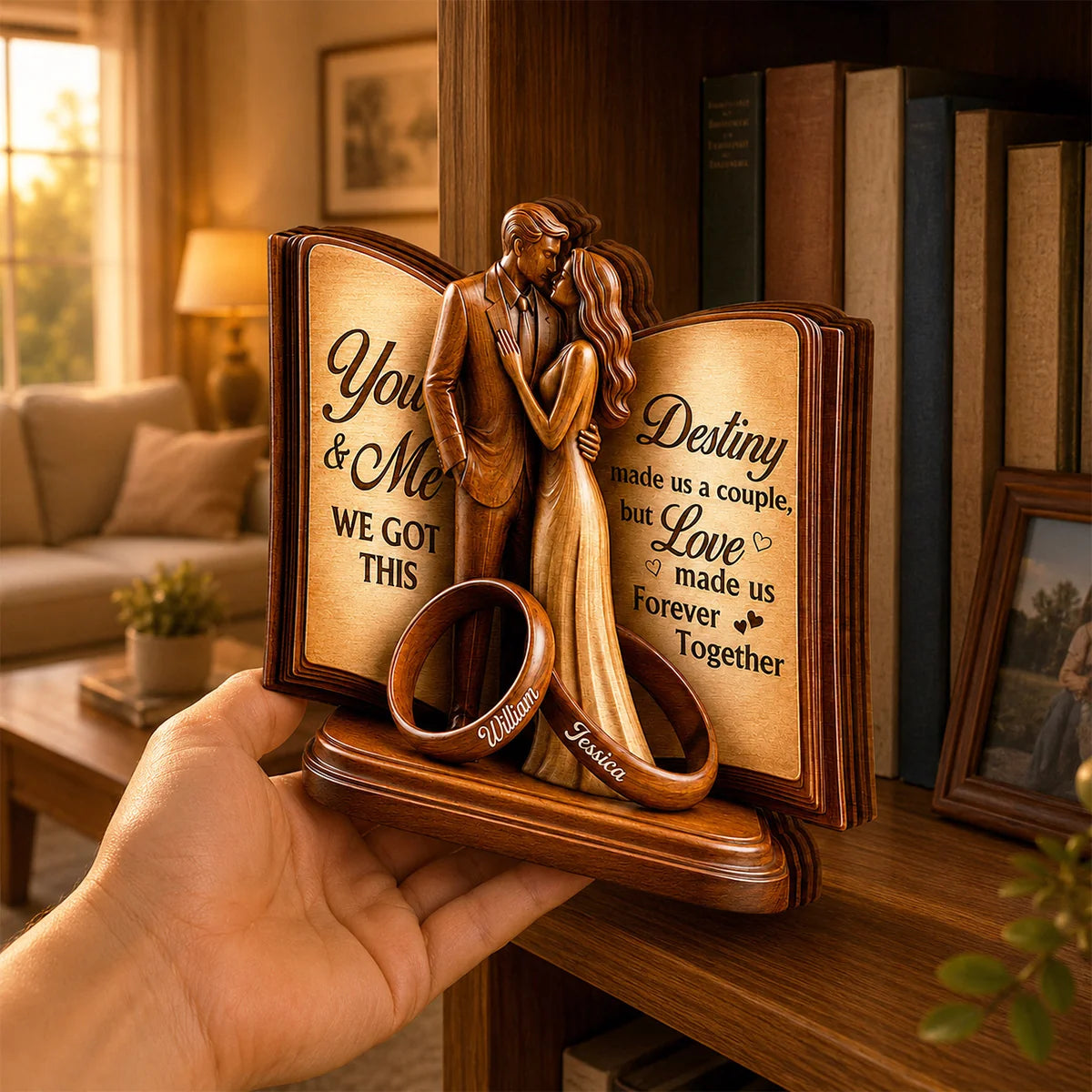 "Destiny Made Us A Couple" Personalized Wooden Block - Custom Special Gift For Couples