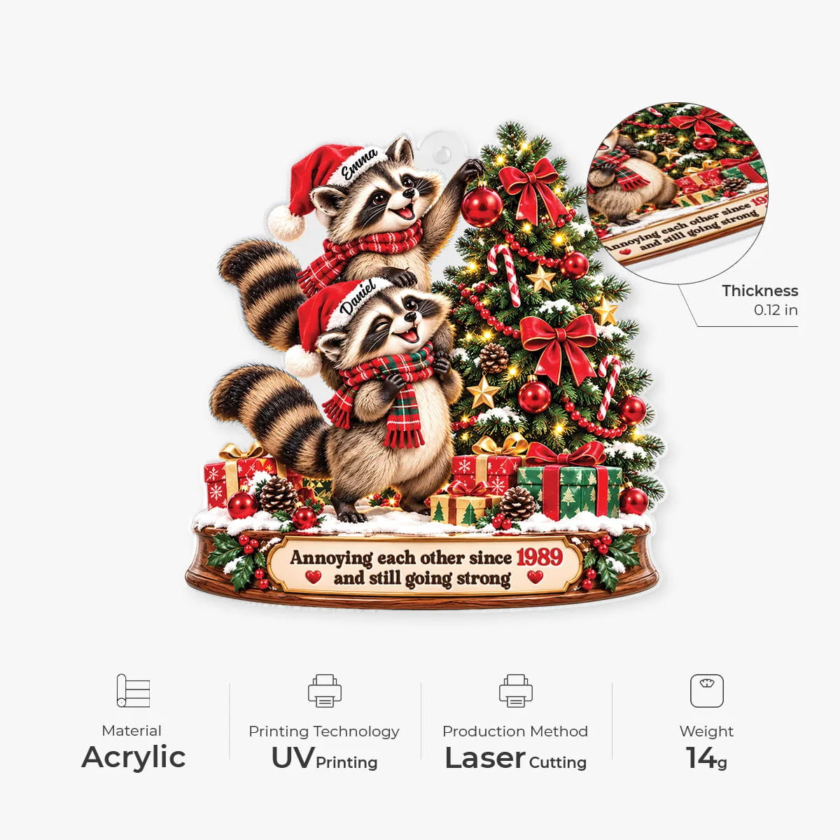 Annoying Each Other Since Ornament Funny Raccoon Couple - Custom Year Anniversary Keepsake Gift