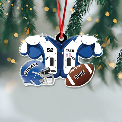Custom Football Gear Acrylic Ornament - Personalized Christmas Keepsake for Players