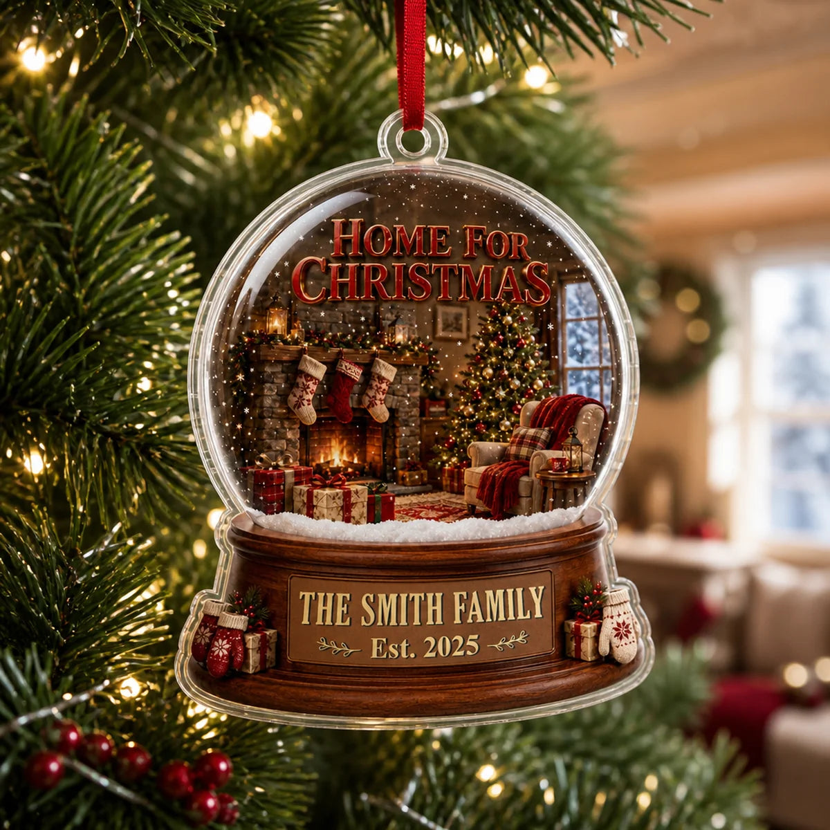 Christmas at Home Personalized Acrylic Ornament - Holiday Keepsake for Family