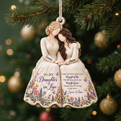 "Thank You For Loving My Son" Personalized Wooden Ornament - Custom Christmas Keepsake Gift for Daughter-in-Law