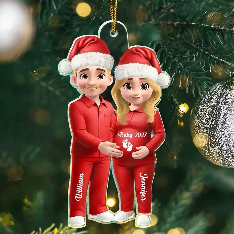 Personalized Expecting Parents Ornament - Custom Couple Christmas Acrylic Keepsake