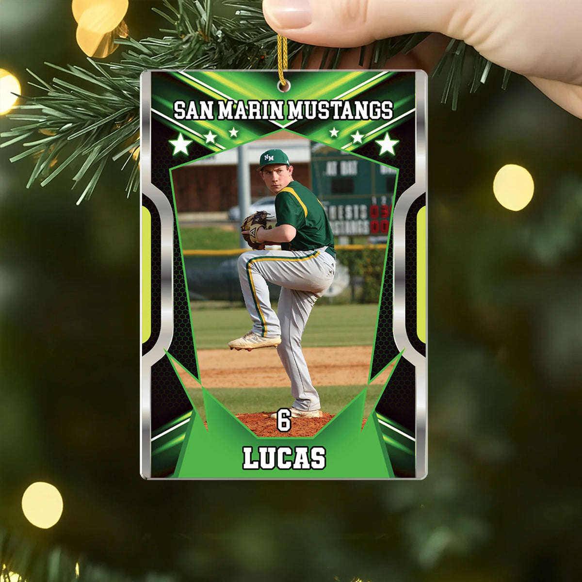 Custom Sports Trading Card Photo Acrylic Ornament - Baseball Player Christmas Keepsake