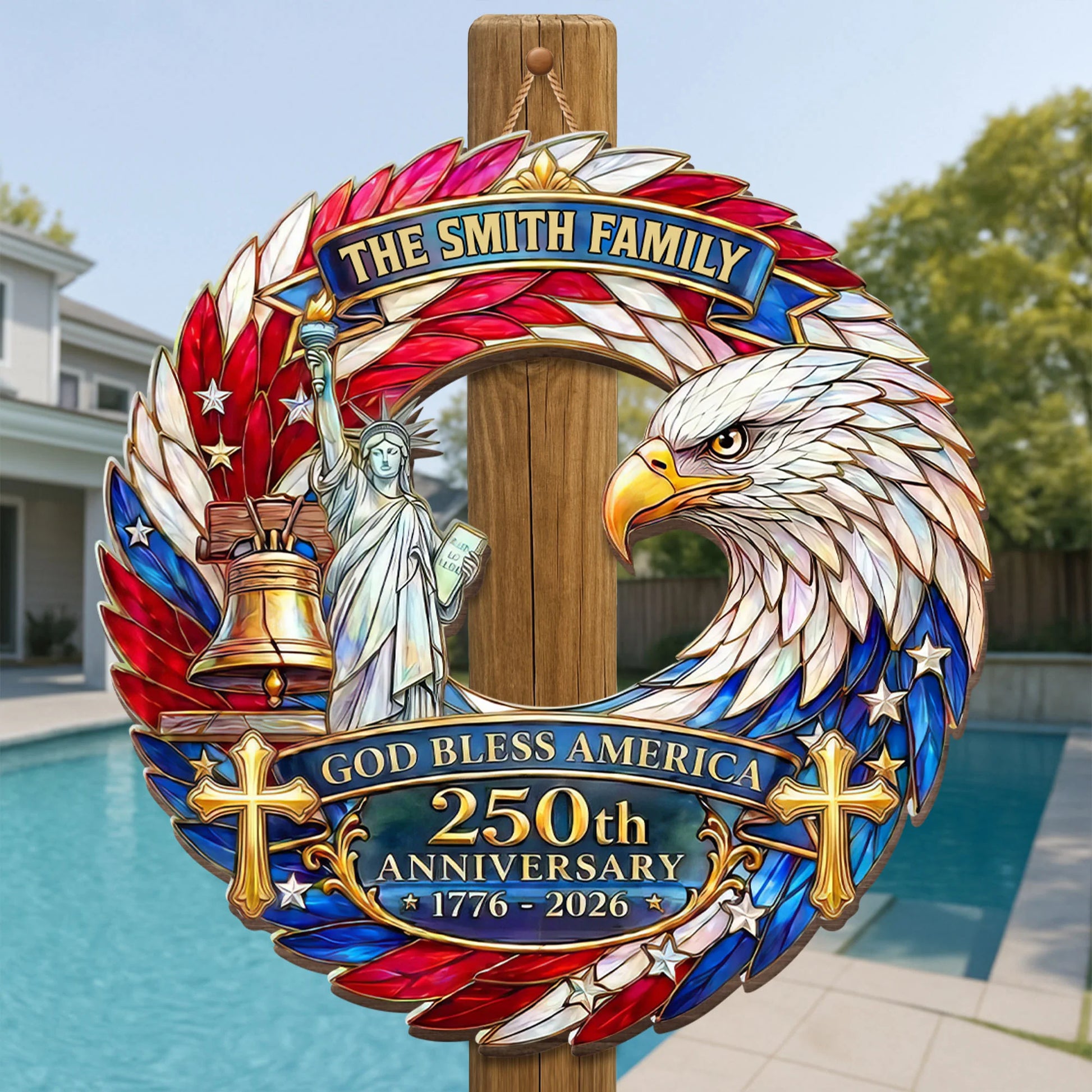 Patriotic Wood Sign personalization view for Family