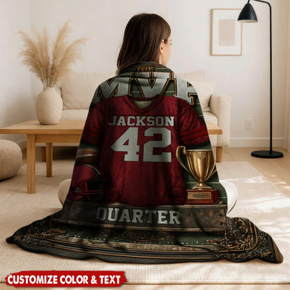 The MVP Personalized Football Blanket - Custom Jersey Throw for Son Grandson