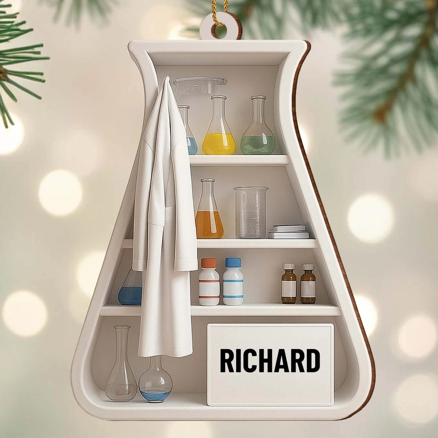 Personalized Laboratory Wood Ornament for Colleagues with personalized design details for meaningful gifting image 8