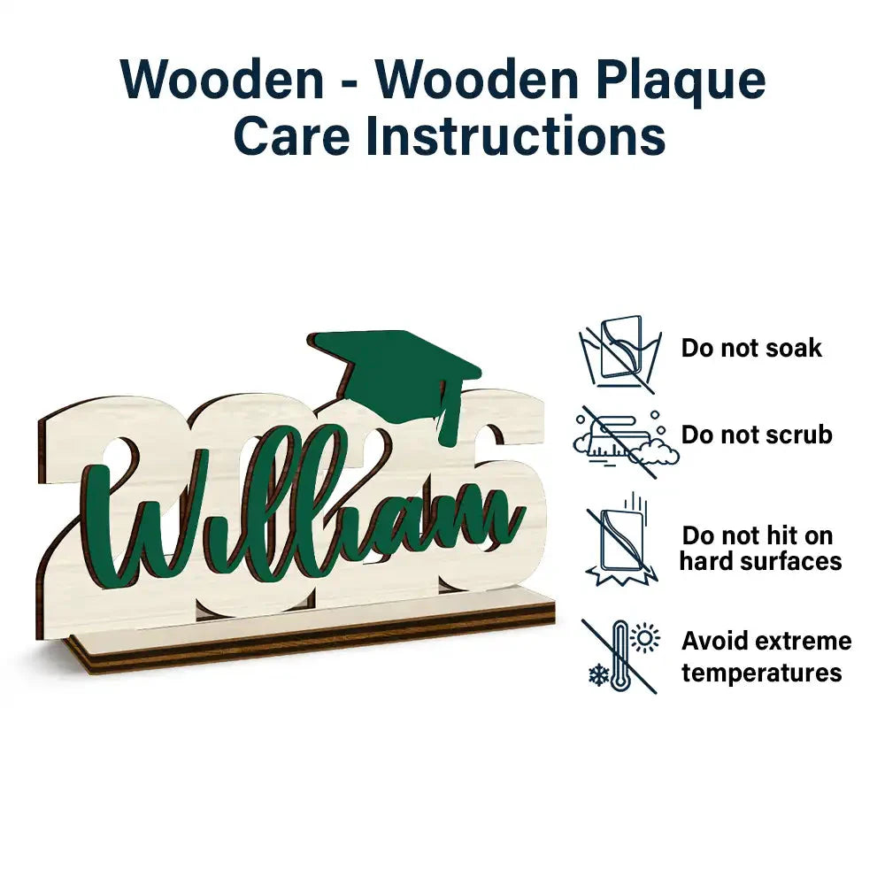 Plaque material and size view - Personalized Graduation Name Plaque
