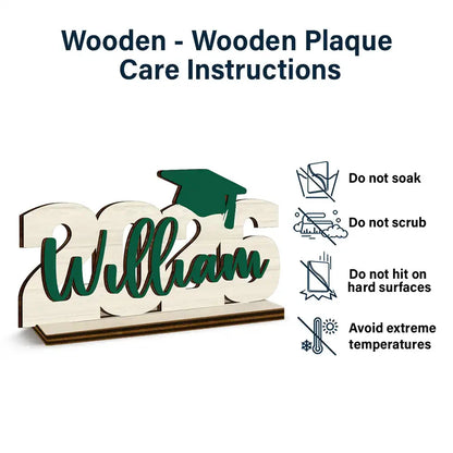 Plaque material and size view - Personalized Graduation Name Plaque