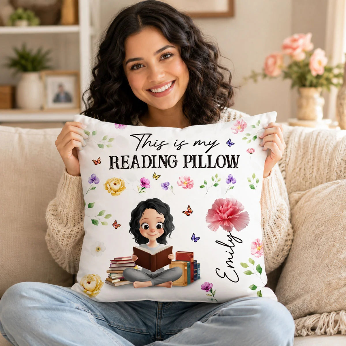 "This Is My Reading Pillow" - Personalized Reading Pillow Gift for Avid Readers & Book Lovers