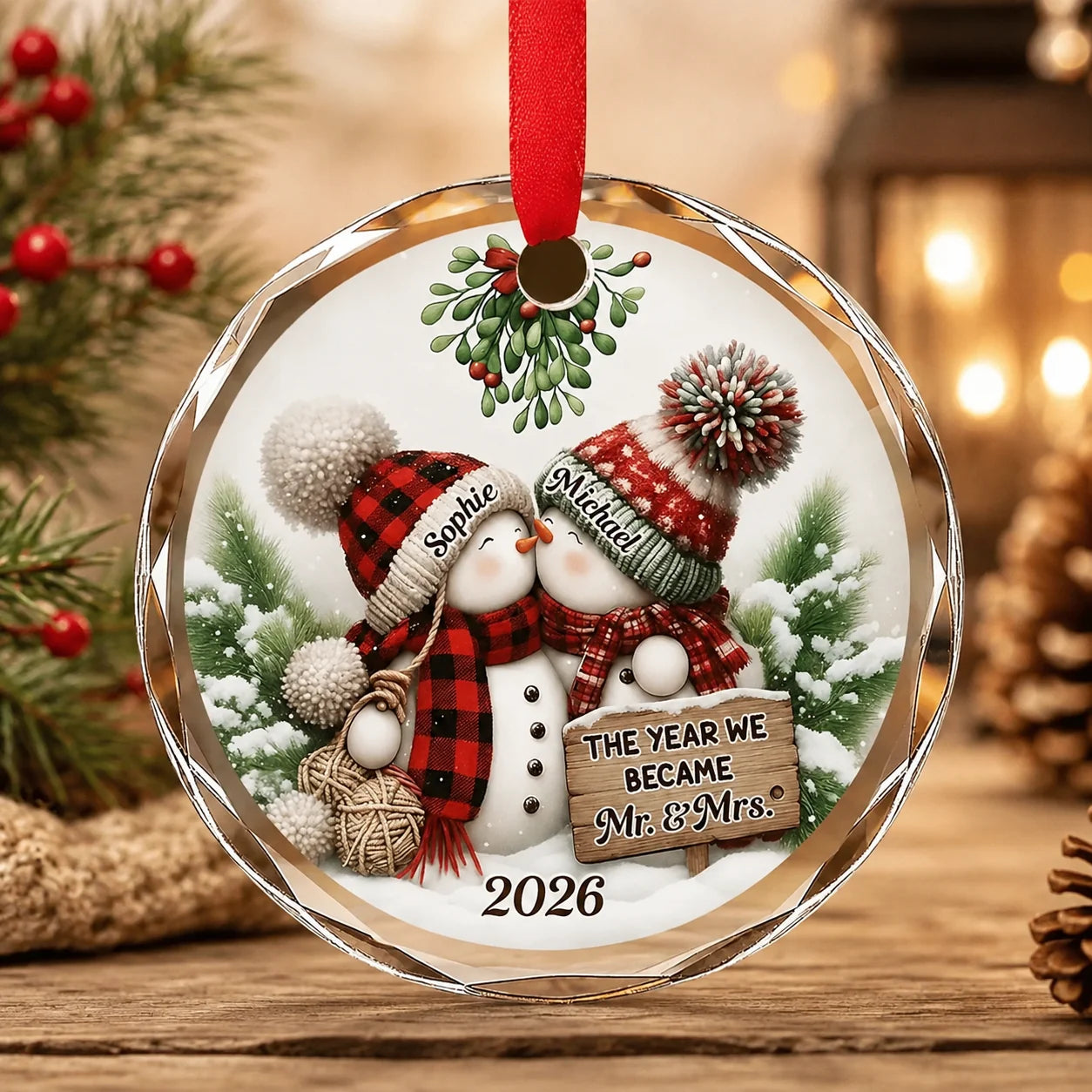 "The Year We Became Mr & Mrs" Personalized Glass Ornament - Custom First Married Christmas Keepsake Gift for Couples