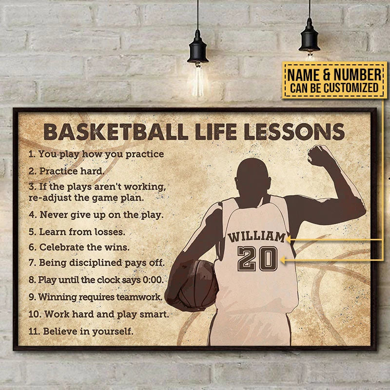 Basketball Life Lessons Personalized Poster / Canvas - Custom Basketball Player Wall Art Gift