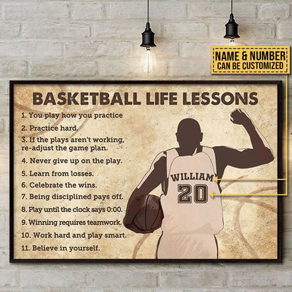 Basketball Life Lessons Personalized Poster / Canvas - Custom Basketball Player Wall Art Gift