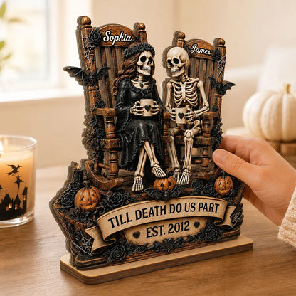 Wood Sign material and size view - Custom Skeleton Couple Wooden Plaque