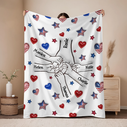 Forever Connected Hand in Hand - Personalized Family Blanket