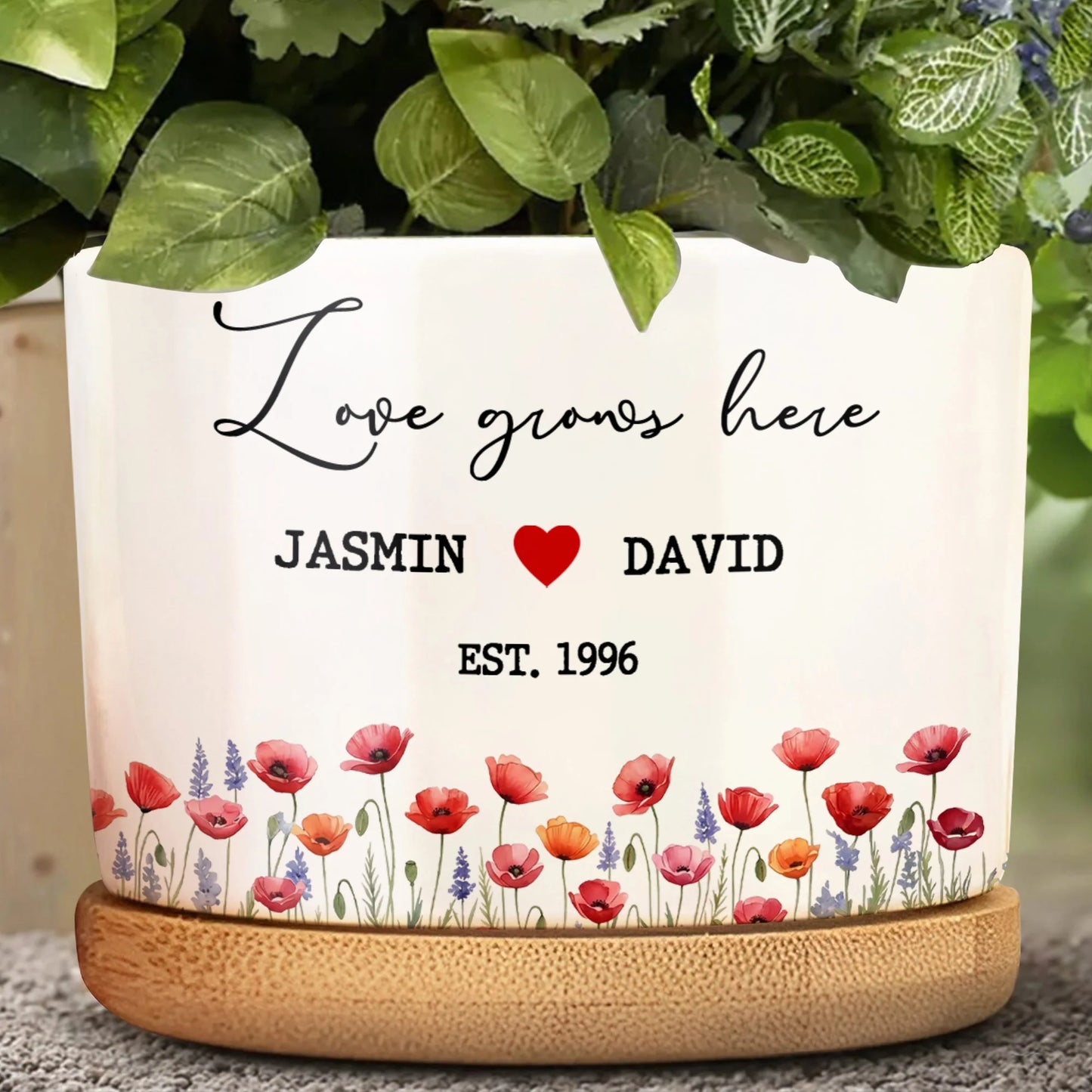Mug material and size view - Personalized Ceramic Plant Pot
