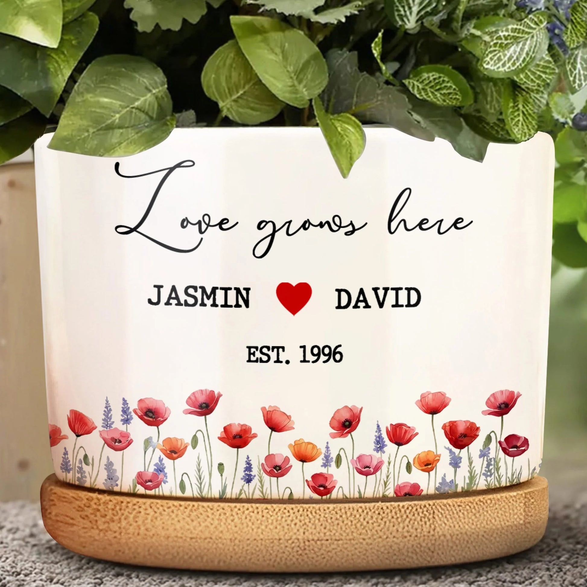 Mug material and size view - Personalized Ceramic Plant Pot