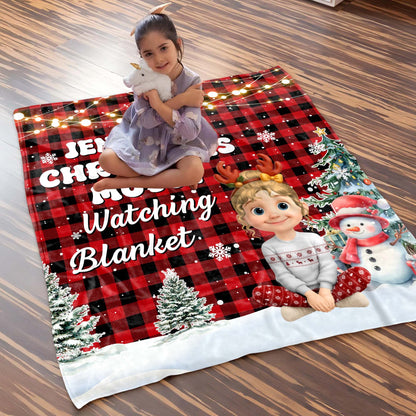 Christmas Movie Watching Blanket With Festive Characters