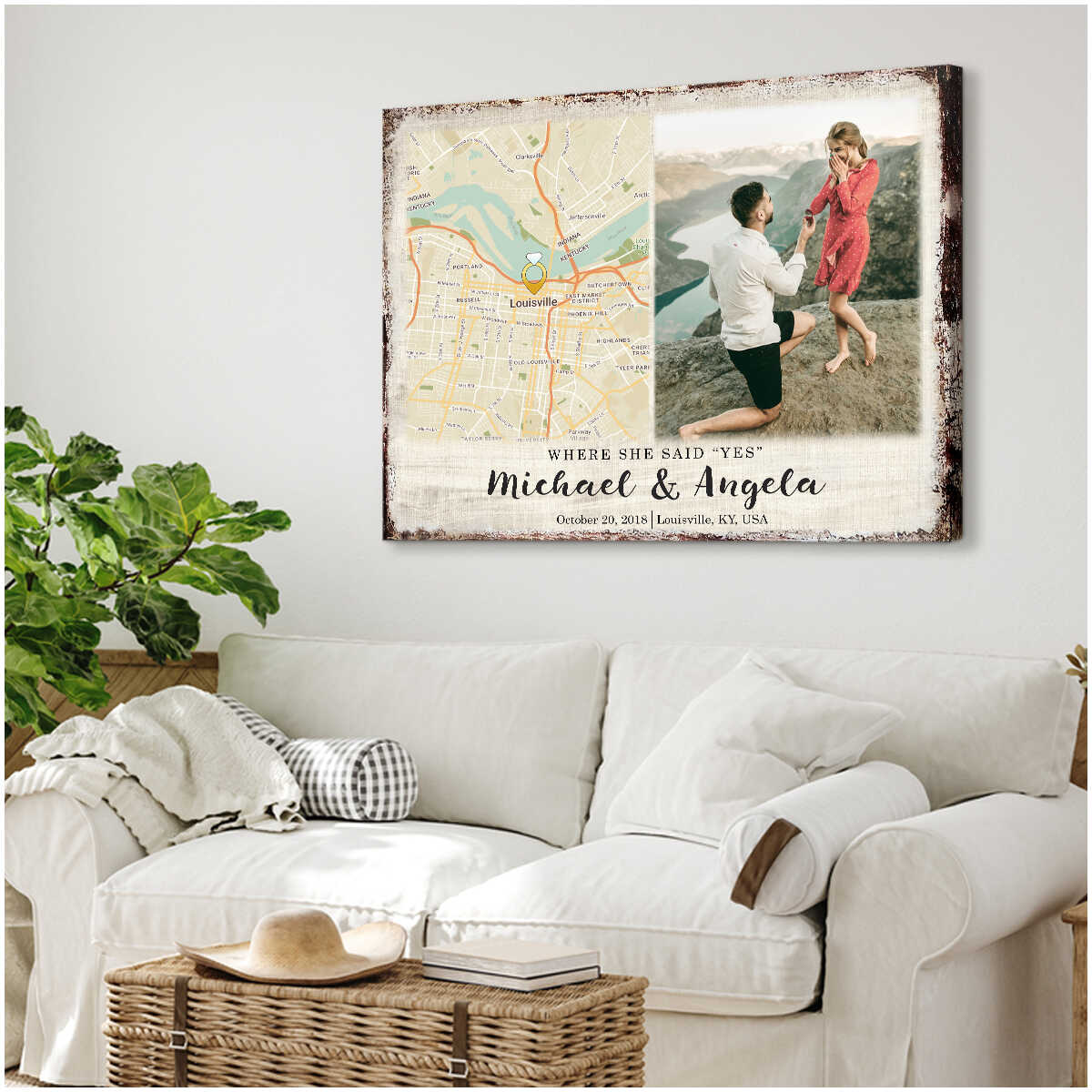 Canvas / Poster material and size view - Custom Map Canvas Print
