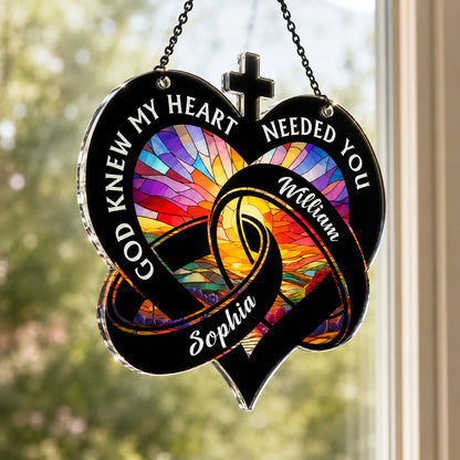 Suncatcher Ornament material and size view - Personalized Christian Heart Suncatcher