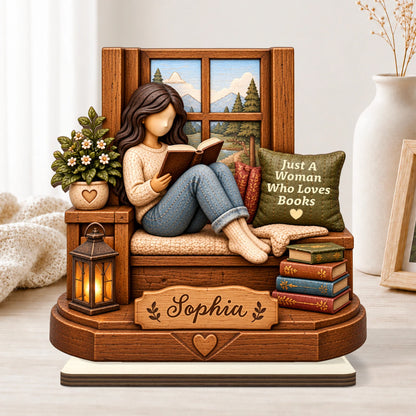 "Just A Girl Who Loves Books" Personalized Wooden Plaque - Custom Reader Gift