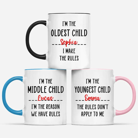 Sibling Roles Personalized Mug - Funny Oldest Middle Youngest Child Ceramic Cup