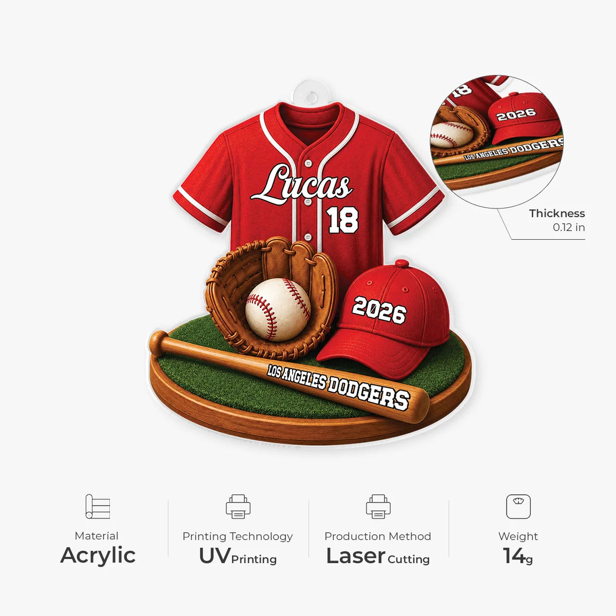 Personalized Baseball Jersey Acrylic Ornament - Custom Sports Keepsake Gift for Him