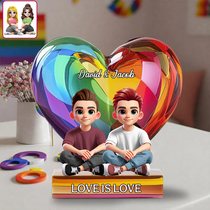 Personalized Lgbtq+ Pride Acrylic Plaque personalization view for Couples
