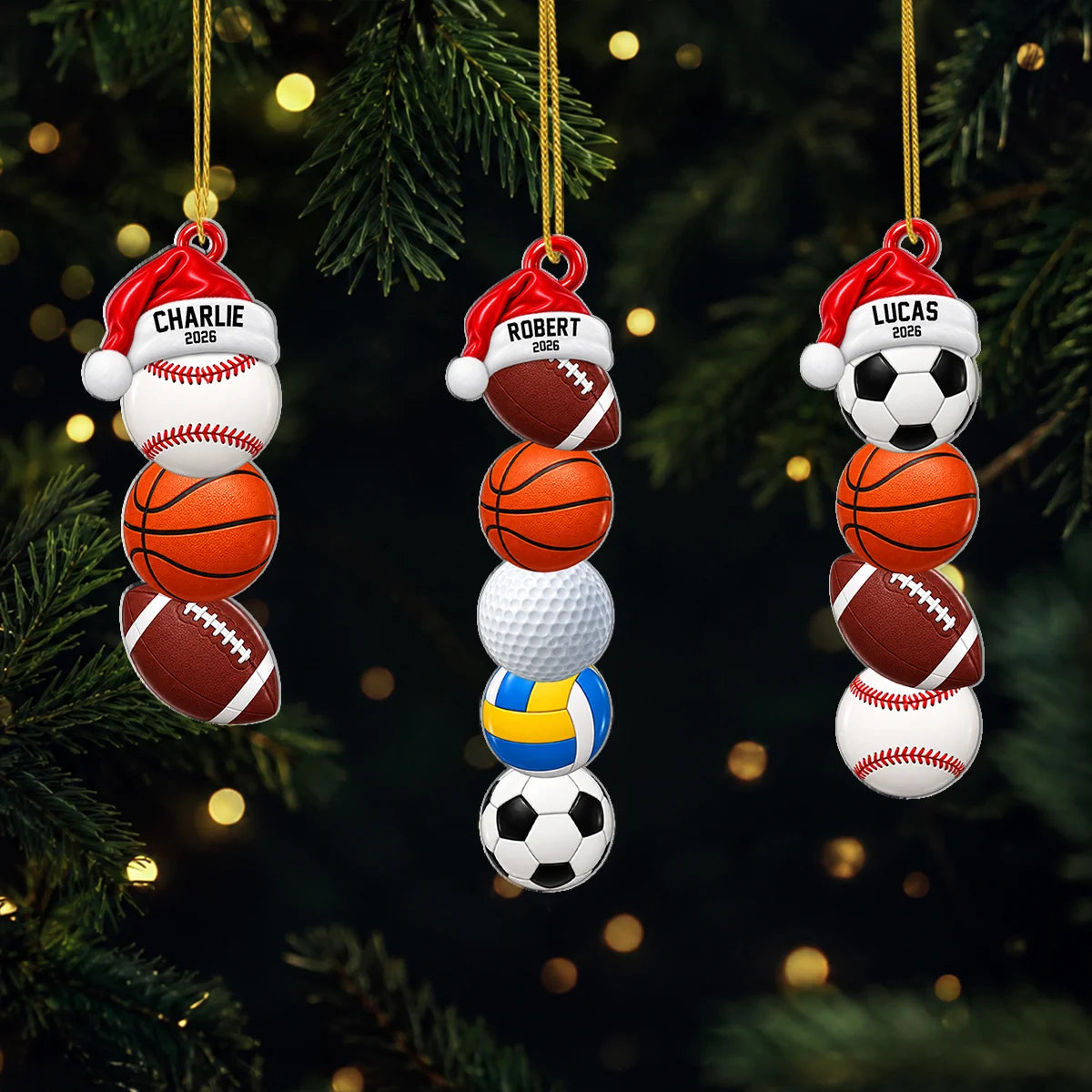Personalized Sports Christmas Acrylic Ornament - Custom Name Sports Gift