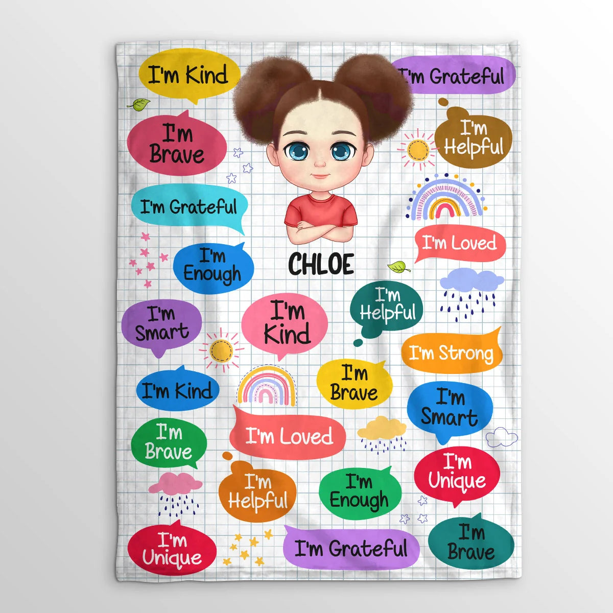 I'm Kind I'm Brave Personalized Blanket - Custom Affirmation Gift for Kids