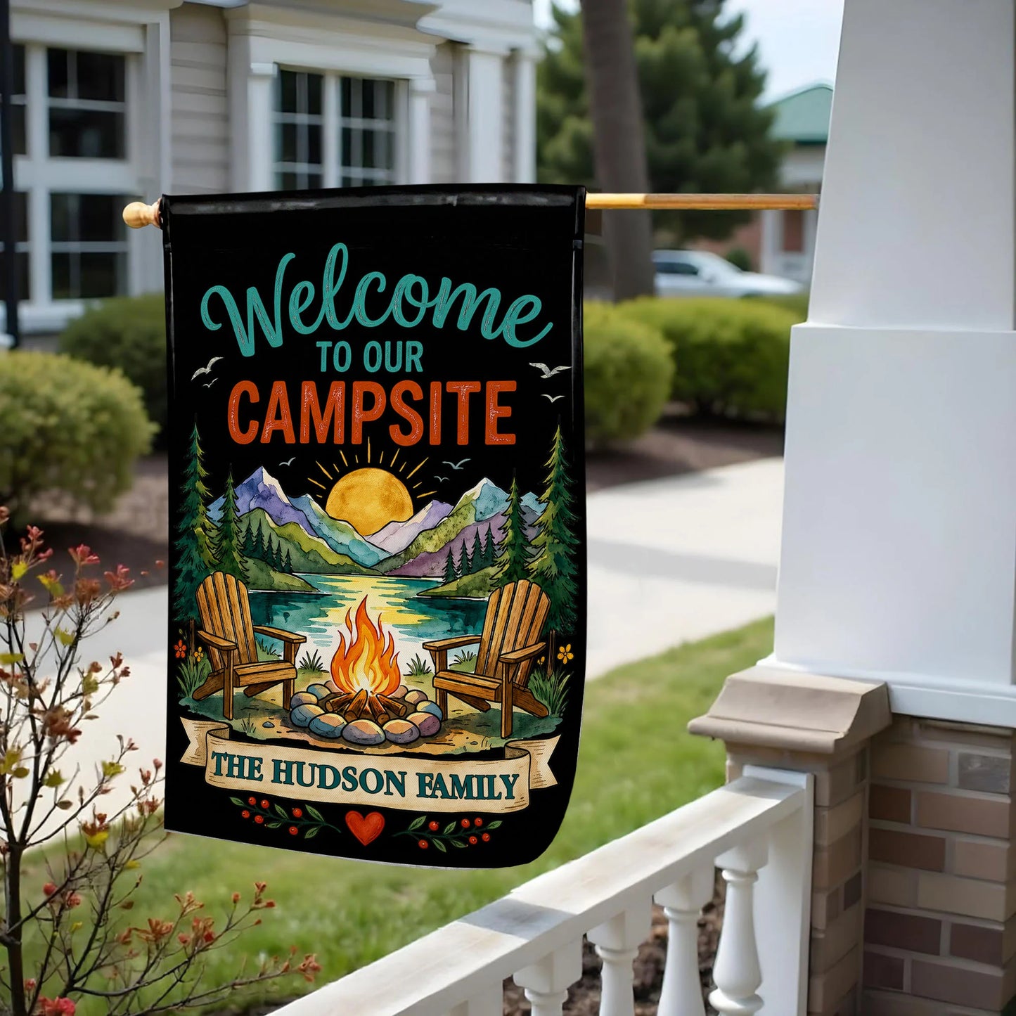 Custom Camping Family Name Flag personalization view for Family