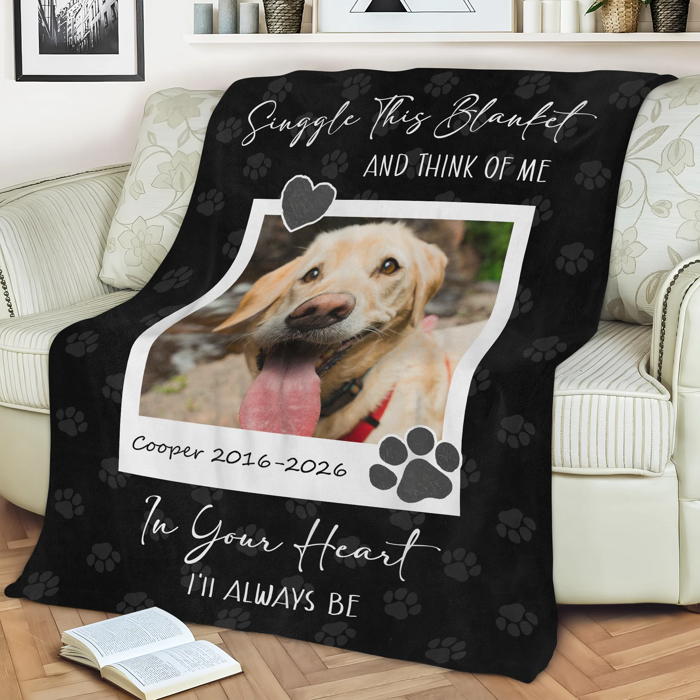 Personalized dog memorial blanket with custom photo print and remembrance quote for pet loss gift image 8