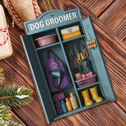 Personalized dog groomer wood ornament with custom name sign - unique Christmas gift for pet stylists