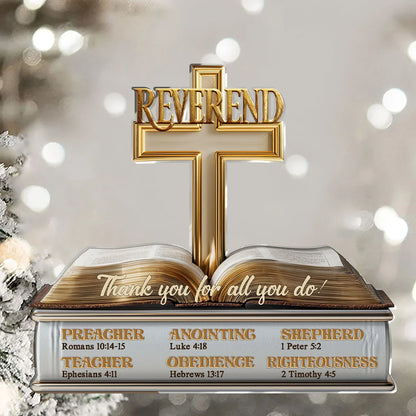 "Thank You For All You Do" Personalized Pastor Acrylic Plaque - Custom Christian Preacher Gift