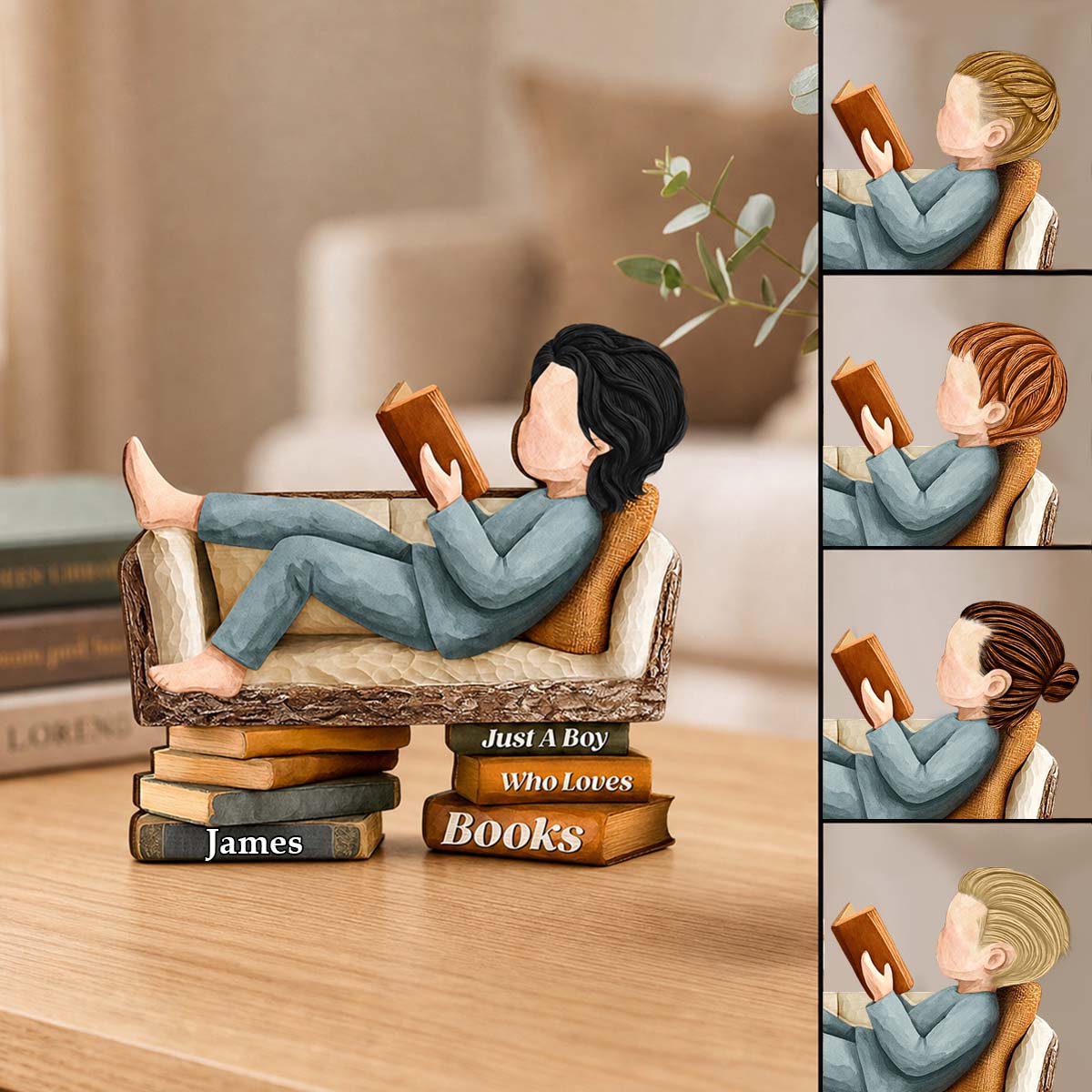 "Just A Girl Who Loves Books" Personalized Wooden Block - Custom Desk Decor Gift for Book Lovers
