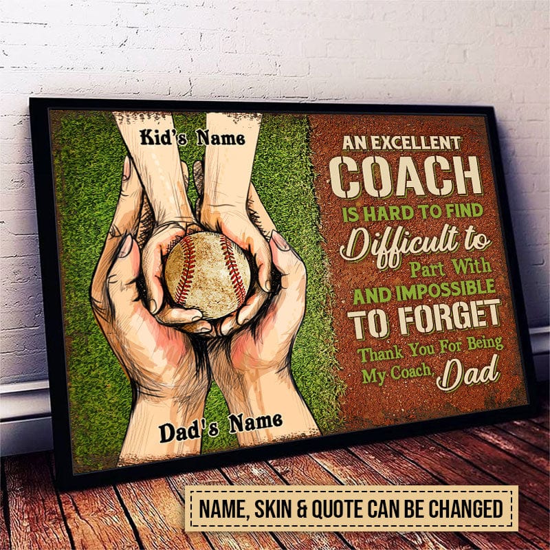 Thank You For Teaching Me To Catch And Throw - Personalized Baseball Dad & Child Hands Poster / Canvas