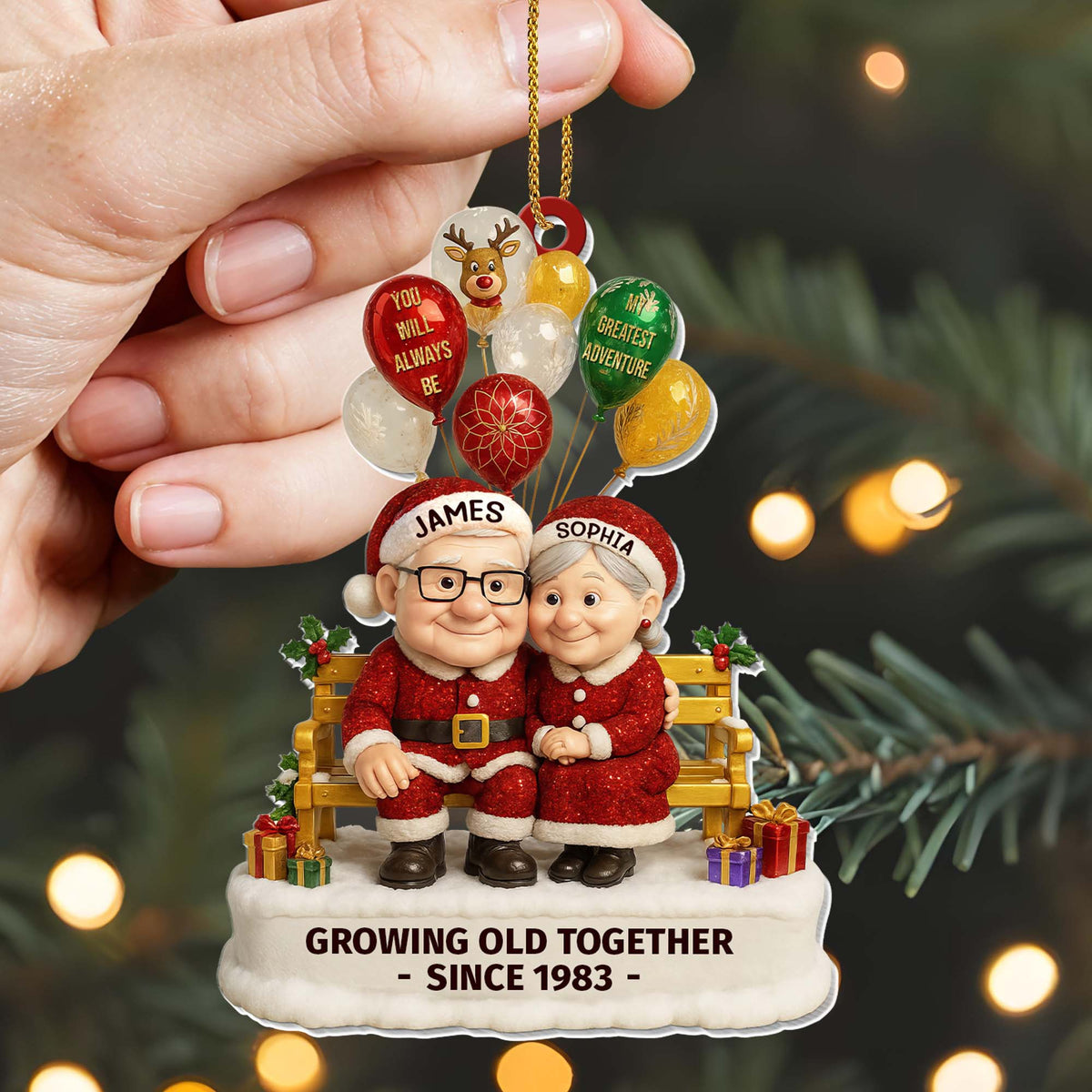 "Growing Old Together" Personalized Acrylic Ornament - Christmas Keepsake for Couples