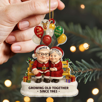 "Growing Old Together" Personalized Acrylic Ornament - Christmas Keepsake for Couples