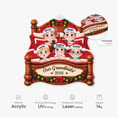 Our Grandkids in Bed Personalized Acrylic Ornament - Christmas Gift for Grandma & Grandpa