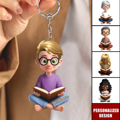 Just A Girl Who Loves Reading Personalized Acrylic Keychain - Custom Gift for Readers