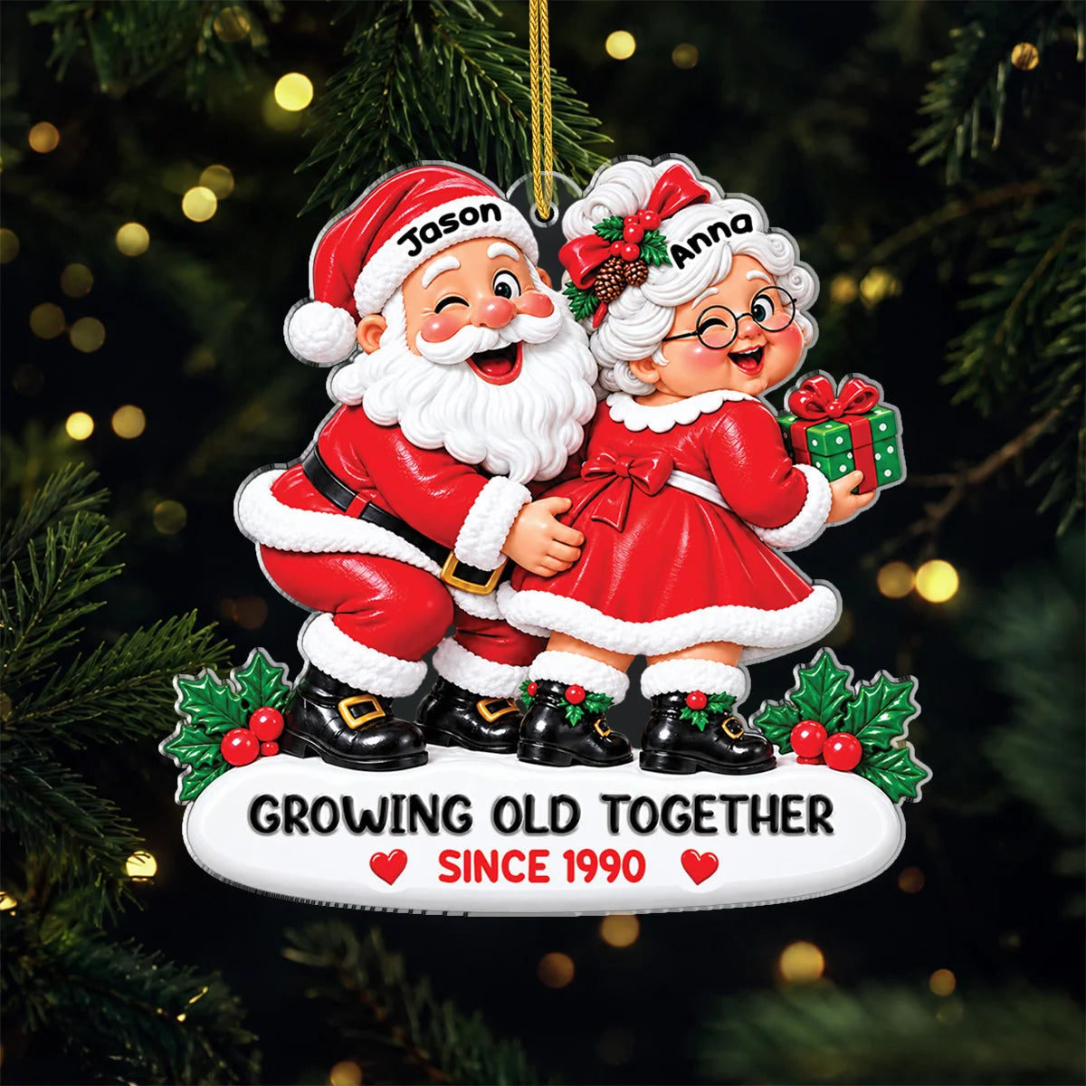 Growing Old Together Personalized Acrylic Ornament for Couples - Custom Christmas Anniversary Gift