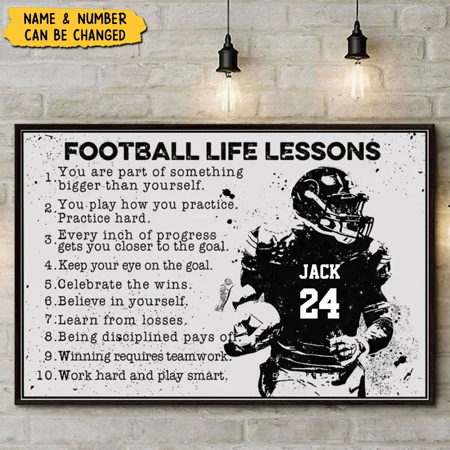 Personalized Football Poster for Son/Grandson with personalized design details for meaningful gifting