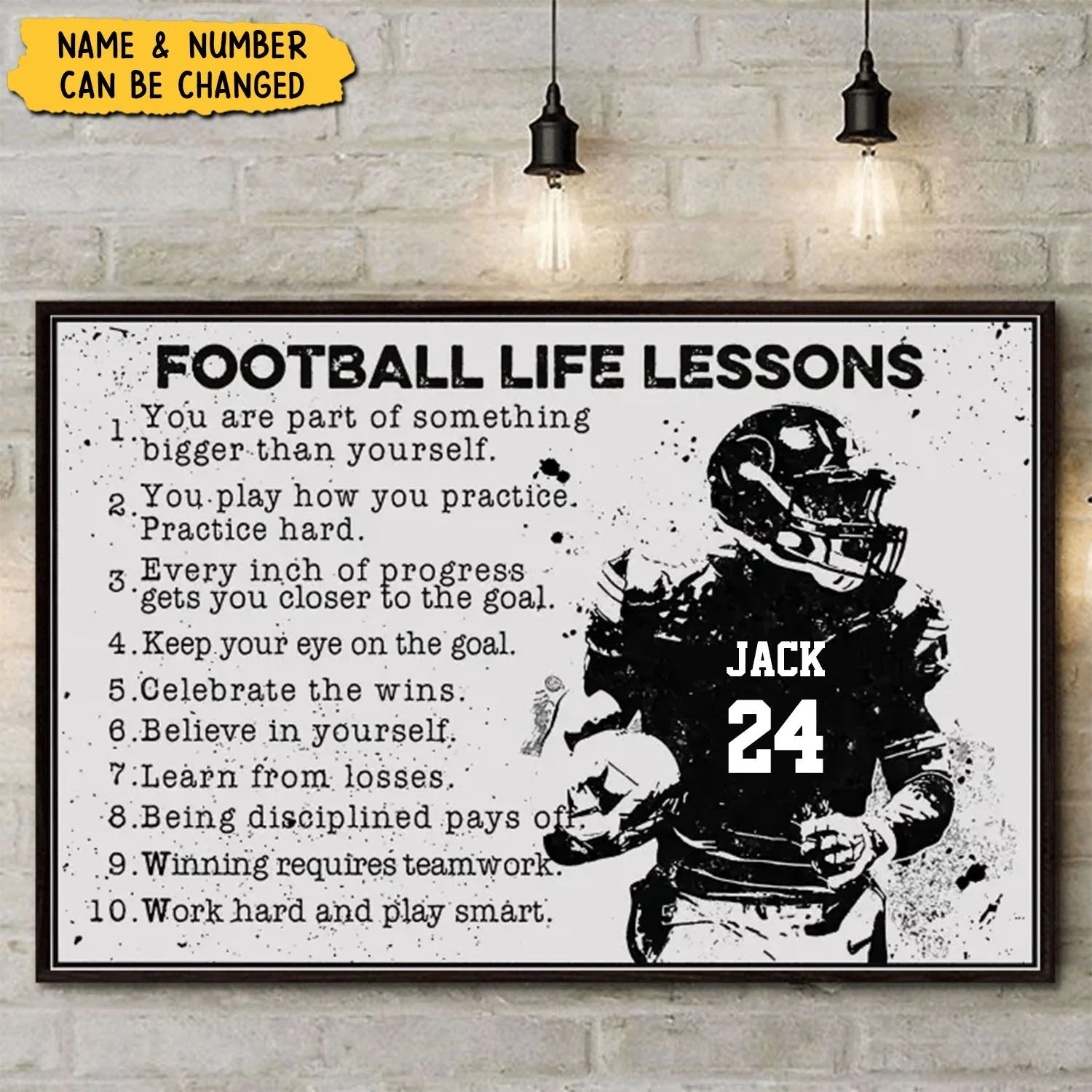Personalized Football Poster for Son/Grandson with personalized design details for meaningful gifting